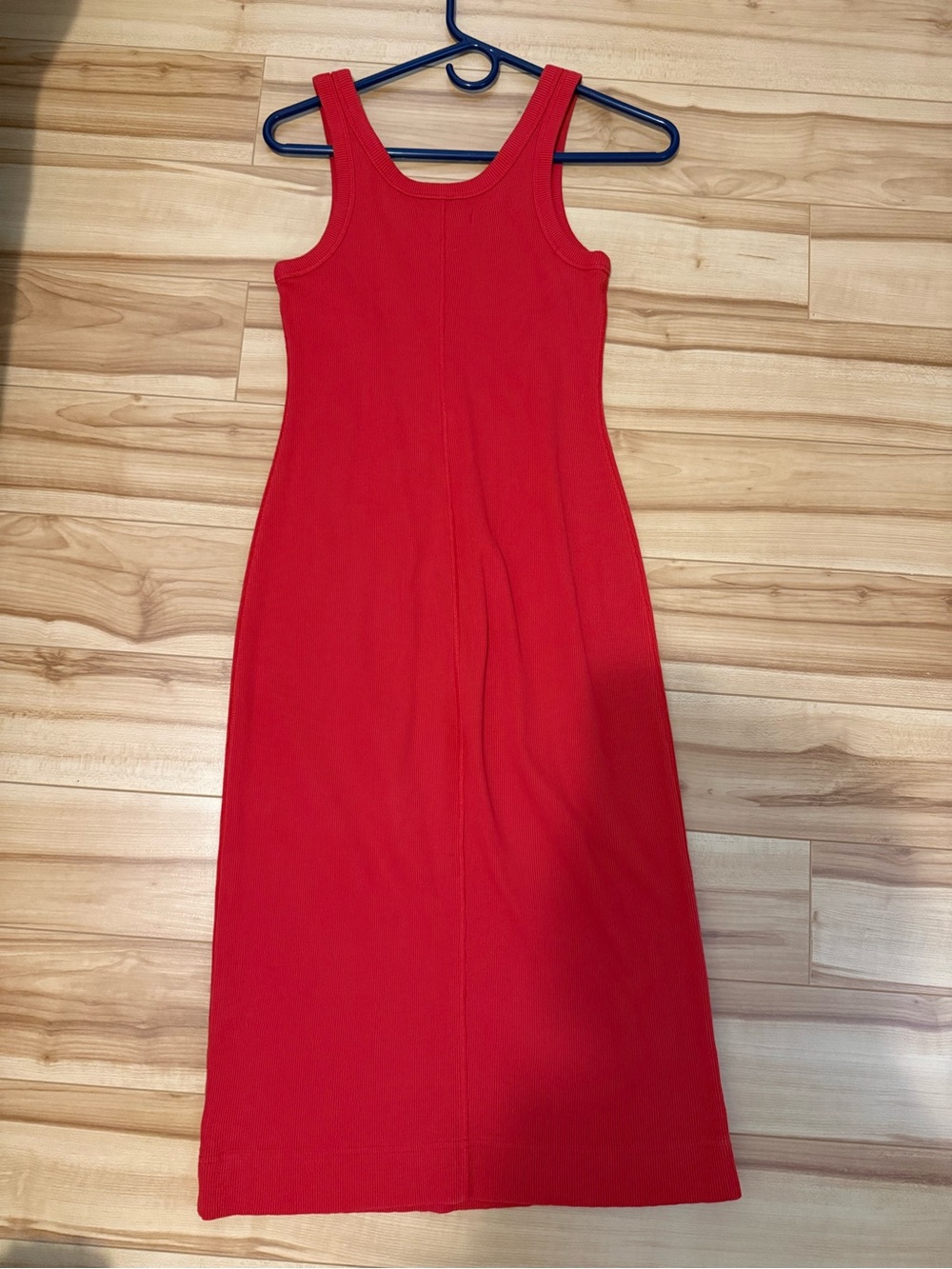 Everlane Red Sleeveless Ribbed Midi Dress